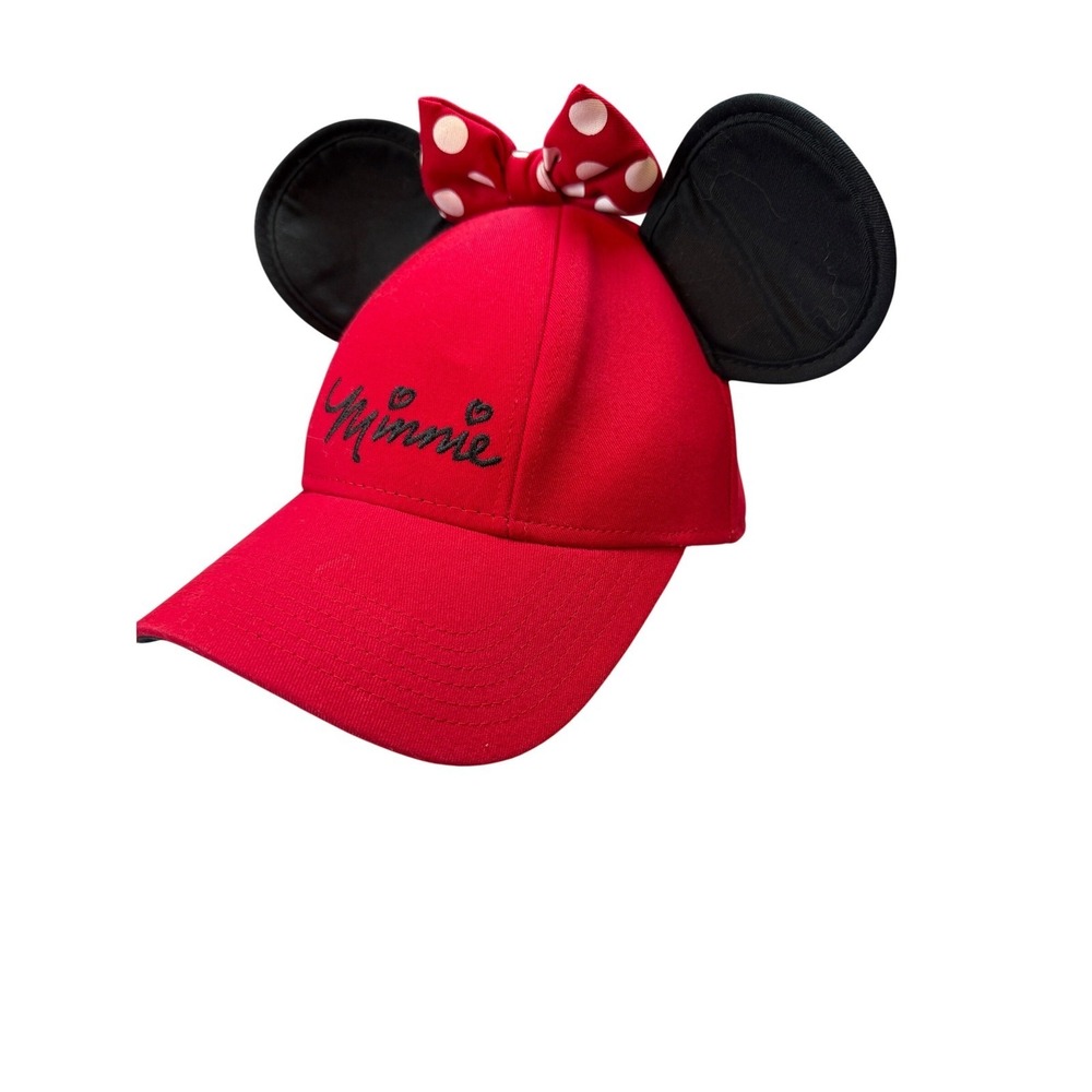 Disney‎ Minnie Mouse Red Baseball Cap Hat with Ears and Polka Dot Bow Girl